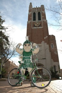 Sparty loves biking too! 