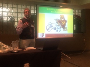 Steve Sanders, Alternative Transportation Mgr. from U of MN, Minneapolis, presenting the UMN bike story.